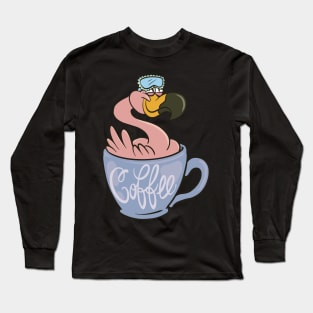 Flamingo drink coffee Long Sleeve T-Shirt